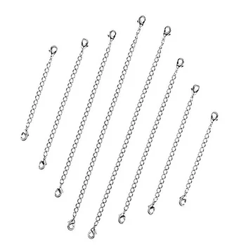 

10pcs 25/50/75/100/125/150mm Stainless Steel Lobster Clasp Tail Chain Necklace Bracelet Rope Gold Extender Chains Accessories
