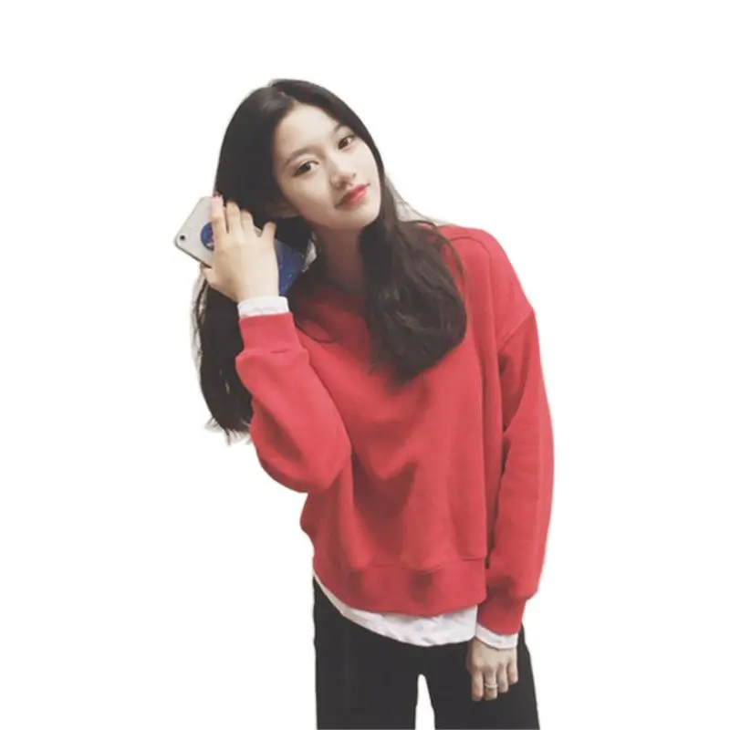Women Fake Two-piece Sweatshirt Stitching Loose Round Neck Pullover Long Sleeve Casual Thin Section 2018 Tops Femalr Women Fake Two-piece Sweatshirt Stitching Loose Round Neck Pullover Long Sleeve Casual Thin Section 2018 Tops Femalr