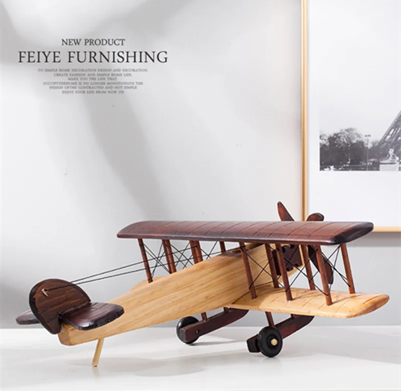 Wooden Static Airplane Model Display Replica Craft Wood Furnishing Kids Gifts