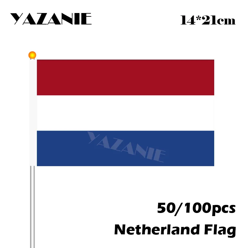 Yazremy 14*21 см 50/100 шт. Нидерланды ручной развевающийся Национальный флаг полиэстер