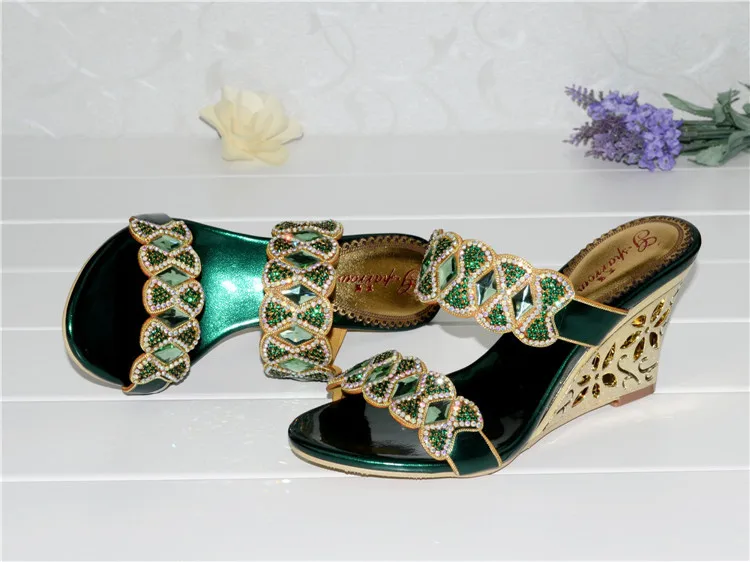 2016 Summer New Leather Shoes Rhinestone Roman Female Diamond Wedges Sandals Size 11 High Quality10
