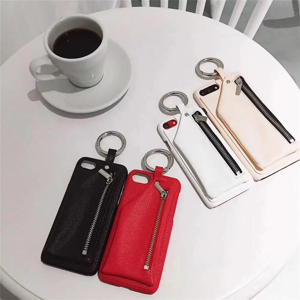 

Applicable iPhone XS MAX zipper purse phone case 7plus lychee leather hard shell anti-fall 6S XR