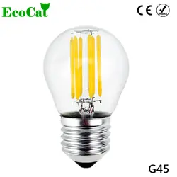 Светодиодный Edison ЛАМПЫ G45 2 W 4 W 6 W E27 Стекло светильник светодиодный AC 220 v 240 V Edison свет заменить накаливания