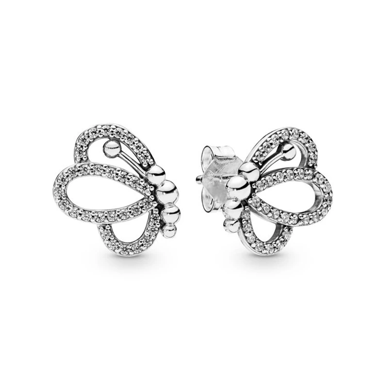 

2019 Spring Garden 925 Sterling Silver Butterfly Outlines Earring Studs Lovely Hollow Butterfly Symmetrical Stud Earrings Women.