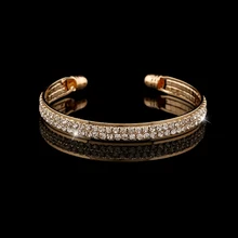 Hot Sale Fashion Bracelet bangle women Gold silver Plate Wedding Party Rhinestone crystal opening Bangle Jewelry