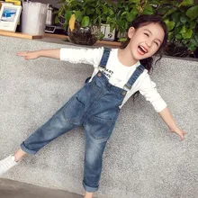 Комбинезоны для маленьких девочек, джинсовые штаны повседневная детская одежда для мальчиков и девочек, джинсовые брюки для 3, 4, 5, 6, 7, 8 лет