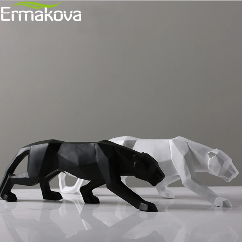 Ermakova النمر تمثال تمثال الحيوان حجم كبير مجردة نمط هندسي الراتنج ليوبارد النحت ديكور غرفة مكتب المنزل هدية في تماثيل ومنمنمات من المنزل والحديقة على Www Unohama Club Store