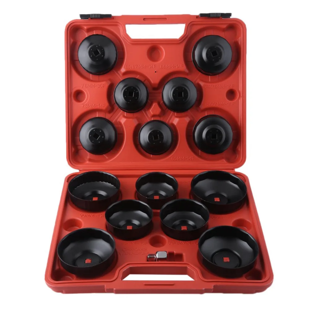

15 PCS Cup Type Oil Filter Wrench Set Heavy Duty Wrench Tool Box Oil Change Cup Socket Tool Vehicle Replacement Wrench Set