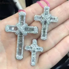 Choucong кулон для влюбленных с длинным крестом AAAAA Cz камень 925 пробы серебряный крест кулон ожерелье для женщин и мужчин вечерние ювелирные изделия для свадьбы
