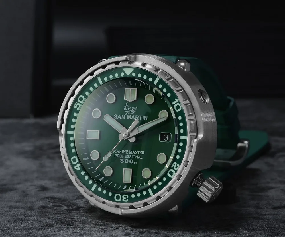 Lugyou San Martin сапфировое кольцо для часов SN003 Tuna Diver светящееся Отслеживание нескольких цветов