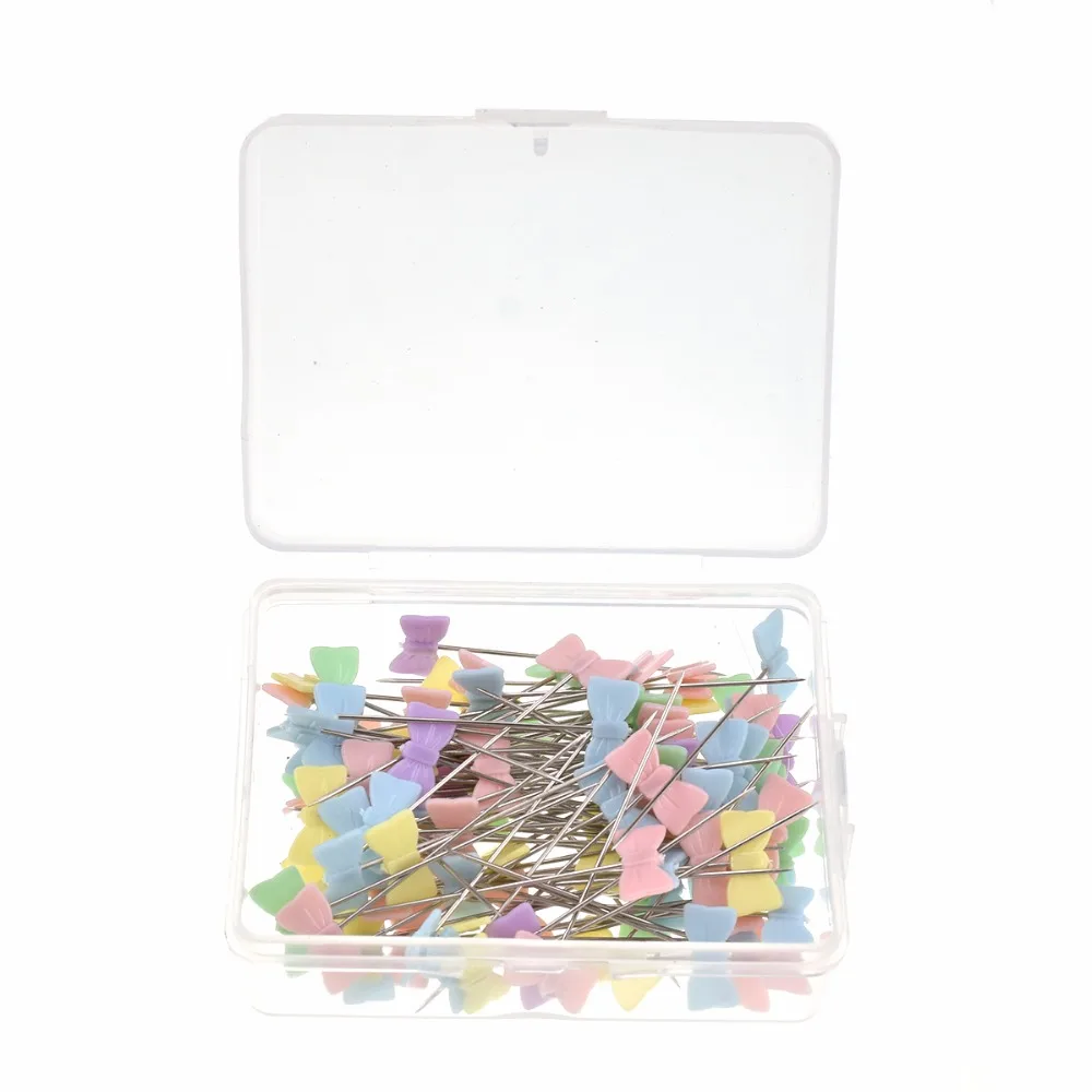 

100 pcs Mixed Colors DIY Sewing Accessories Patchwork Pins Flower Tool Needle Arts Pin Sewing Pin with Box DIY Craft Tools