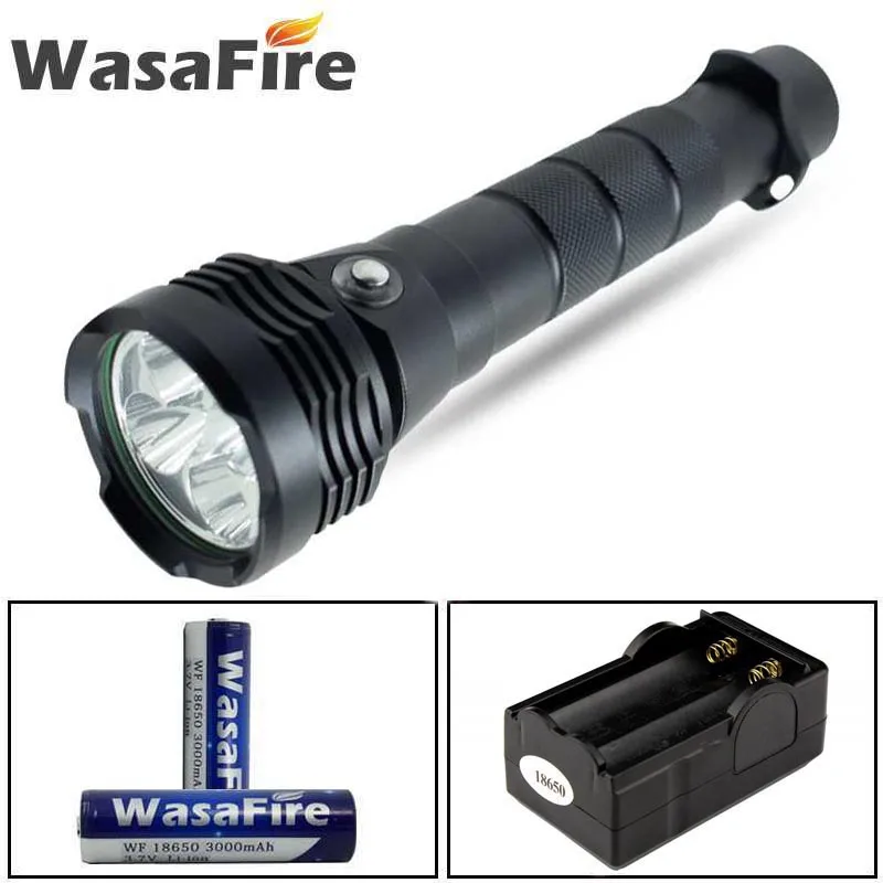 

3 Mode Powerful Tactical Lantern Underwater 100m Waterproof 5000 Lumens XM-L2 LED Dive Flashlight With 18650 Battery + Charger