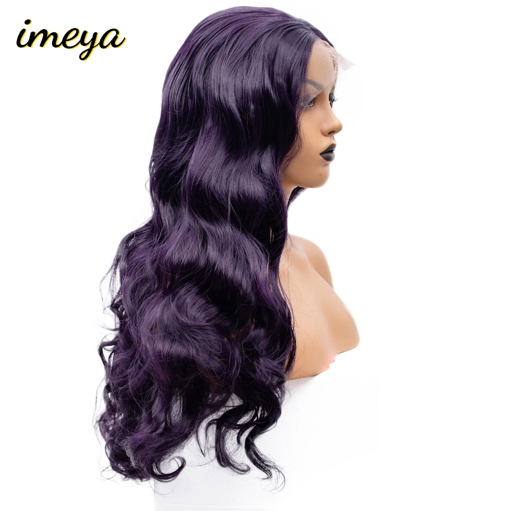 Imeya фиолетовые длинные парики для черных женщин объемные волнистые парики на кружеве синтетические волосы бесклеевой косплей парик