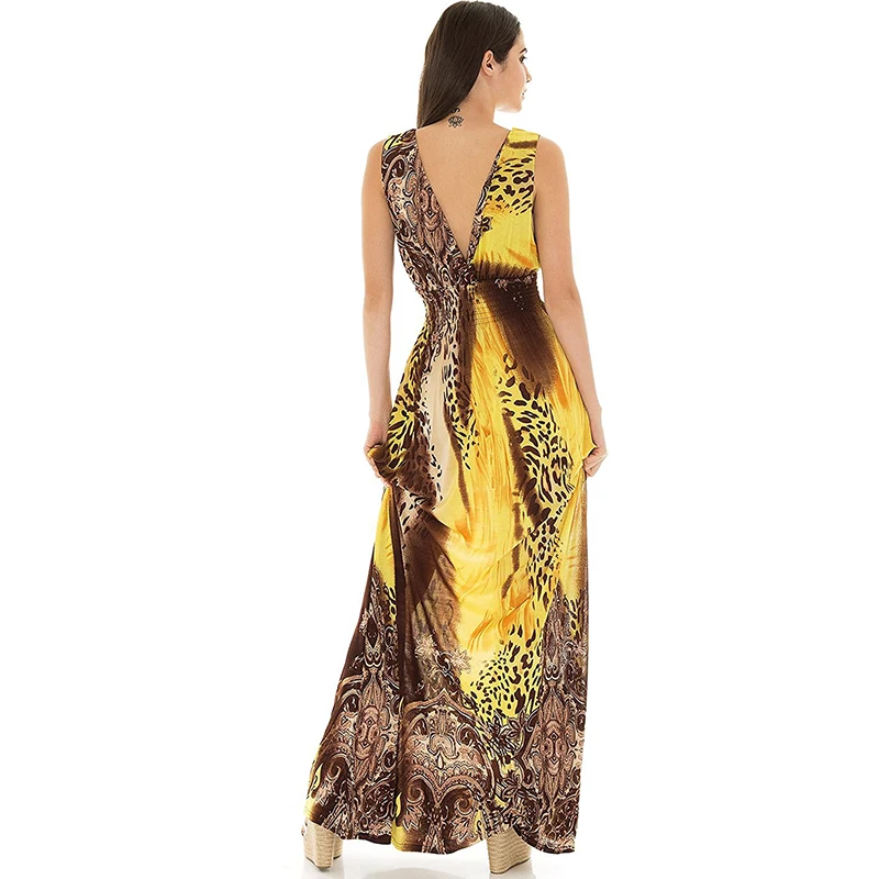Женское летнее платье макси с V образным вырезом без рукавов|long maxi|maxi dresssummer beach dress
