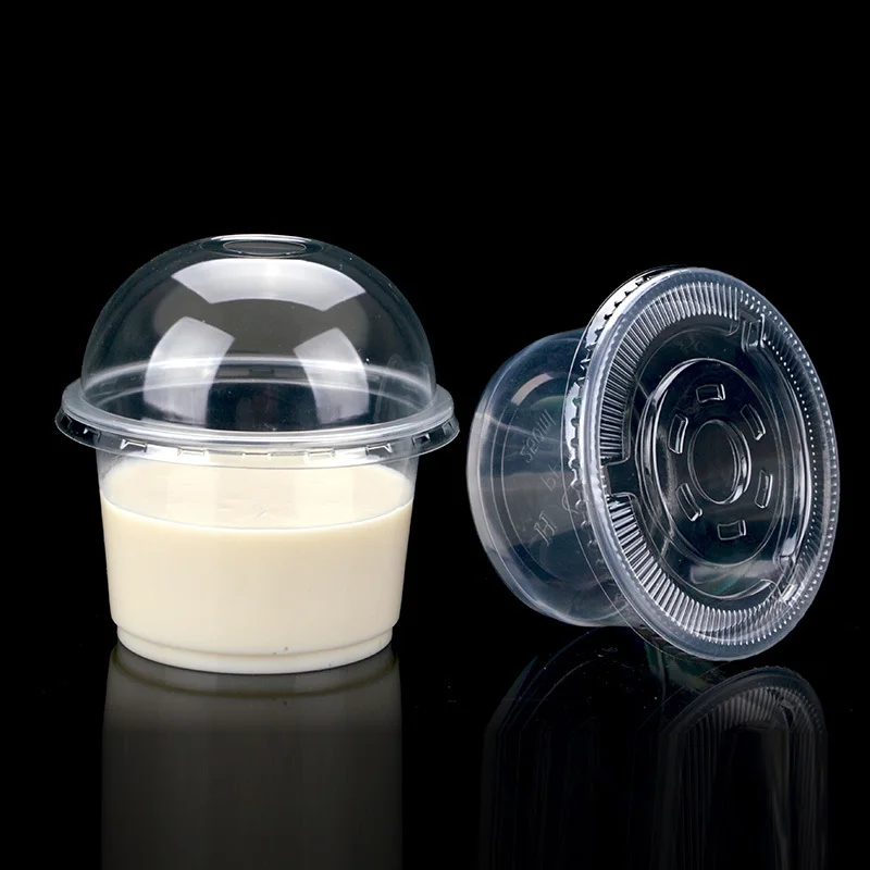 50pcs Disposable Plastic Pudding Cup With Lid Small Containers Dessert Box  Wedding Party Birthday 1/2/3/4/5/6/8/10oz