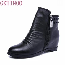 Женские зимние ботинки; женская обувь из натуральной кожи; большие размеры; зимние сапоги; женские ботинки; теплая зимняя обувь из плюша; Размеры 35-42