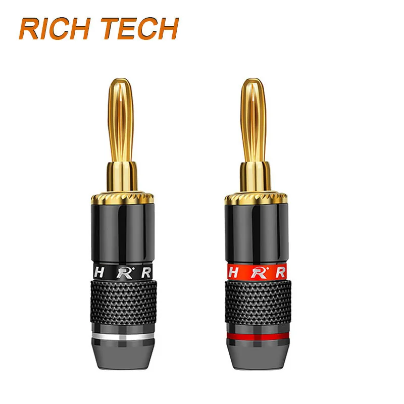 12 Pack Gold Plated Banana Plugs - Pure Copper, For DIY Speaker Cable Connections