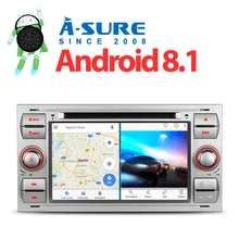 A-Sure 7″ Android 8.1 GPS Navigation stereo Radio DVD Orea CORE Wifi 4G for Ford Transit Galaxy Focus Mondeo Fiesta C-Max DAB+