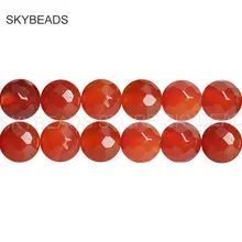Граненый агат полудрагоценный камень Бусины для модные женские туфли изготовления ювелирных изделий одну Strand натуральный красный белого и синего цвета агат 4-10 мм бусины
