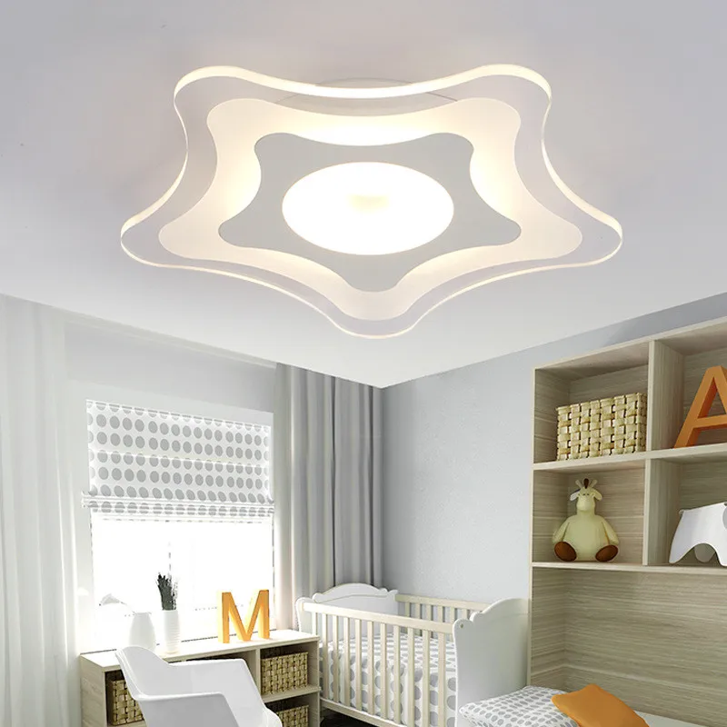 Moderno e Minimalista Lâmpada do Teto Meninos e Meninas dos Desenhos Estrela do Mar das Crianças Lâmpada do Quarto Ultra-fino Acrílico Iluminação Quarto Animados Led 8 Luzes e Iluminação