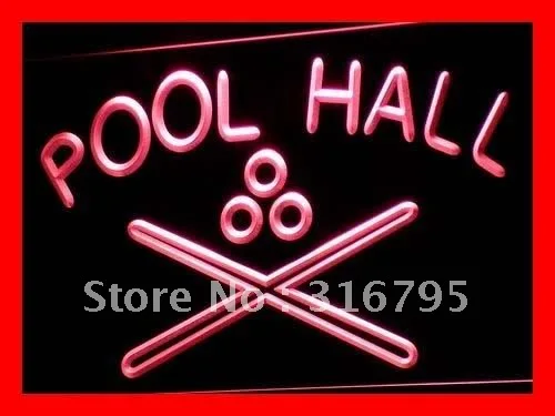 

i589 Pool Hall Billiards Snooker Bar LED Neon Light Sign On/Off Switch 20+ Colors 5 Sizes
