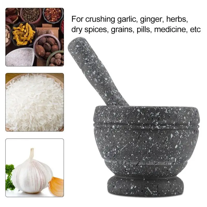 Plastic Manual Garlic Grinder Spices Herbs Mortar Pestle Set Grinding