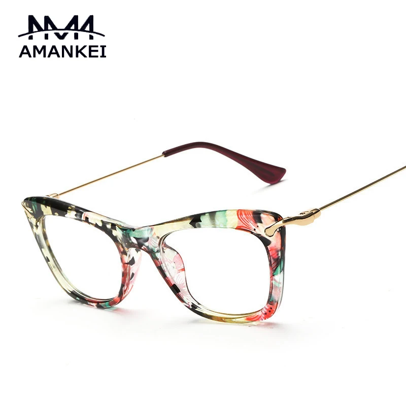 Square Plastic Women Frame Eyeglasses 2017 Fashion Flower Glasses Frame