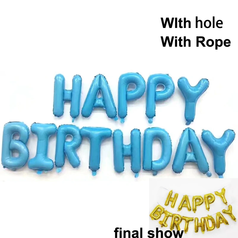 

happy birthday balloons with hole balloon 16 inch Letter balloons Birthday Supply foil balloons 13pcs/set