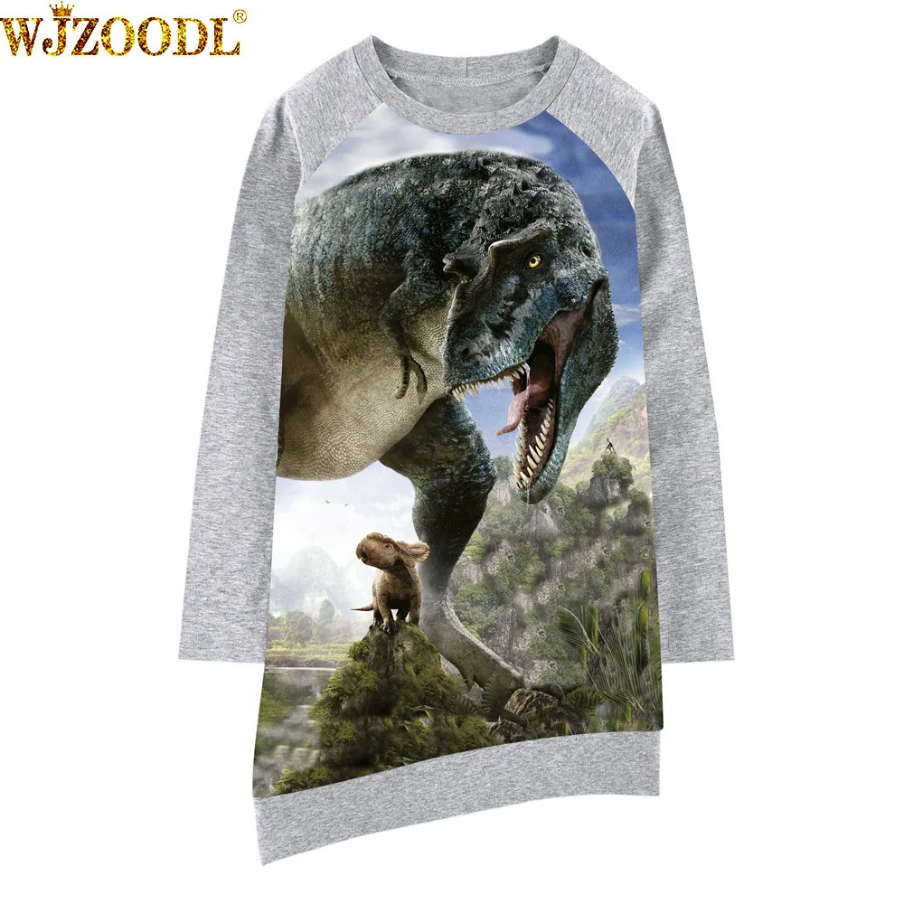 

kids dress The dinosaur Long sleeve new Girl clothing Fashion Kids Baby Dresses baby Print Children Dress Designer