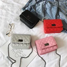 Сумка, Корейская версия, новая, с ромбической цепочкой, маленькая квадратная сумка, сумка через плечо, модная, с замком, с пряжкой, сумочка, мини сумка