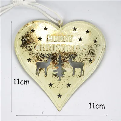 Christmas tree decoration for home metal Christmas star heart Hollow out deer merry Christmas Tree Ornament Decoration supplies - Цвет: 1pc heart