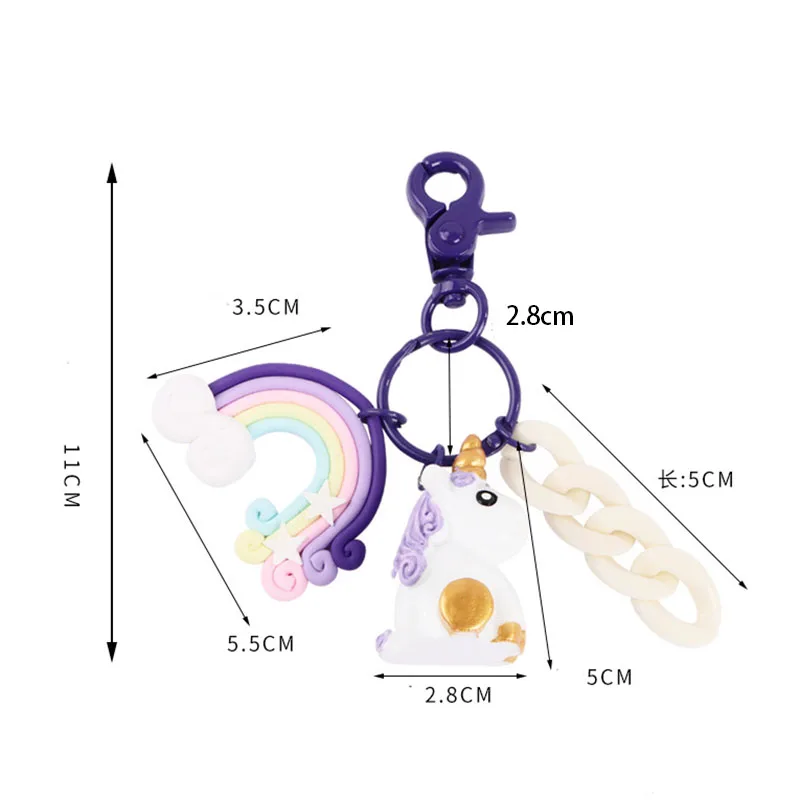 Новинка, Радужный ПВХ брелок в виде единорога для мужчин и женщин, сумка Orna для мужчин, брелок для ключей в виде машины Porte Clef, брелок для ключей, украшение, ювелирные изделия