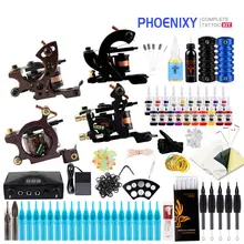 Профессиональные комплекты татуировки полный набор машин 4 татуировки машина пистолет подкладка и затенение татуировки Чернила питания иглы Татуировка поставка