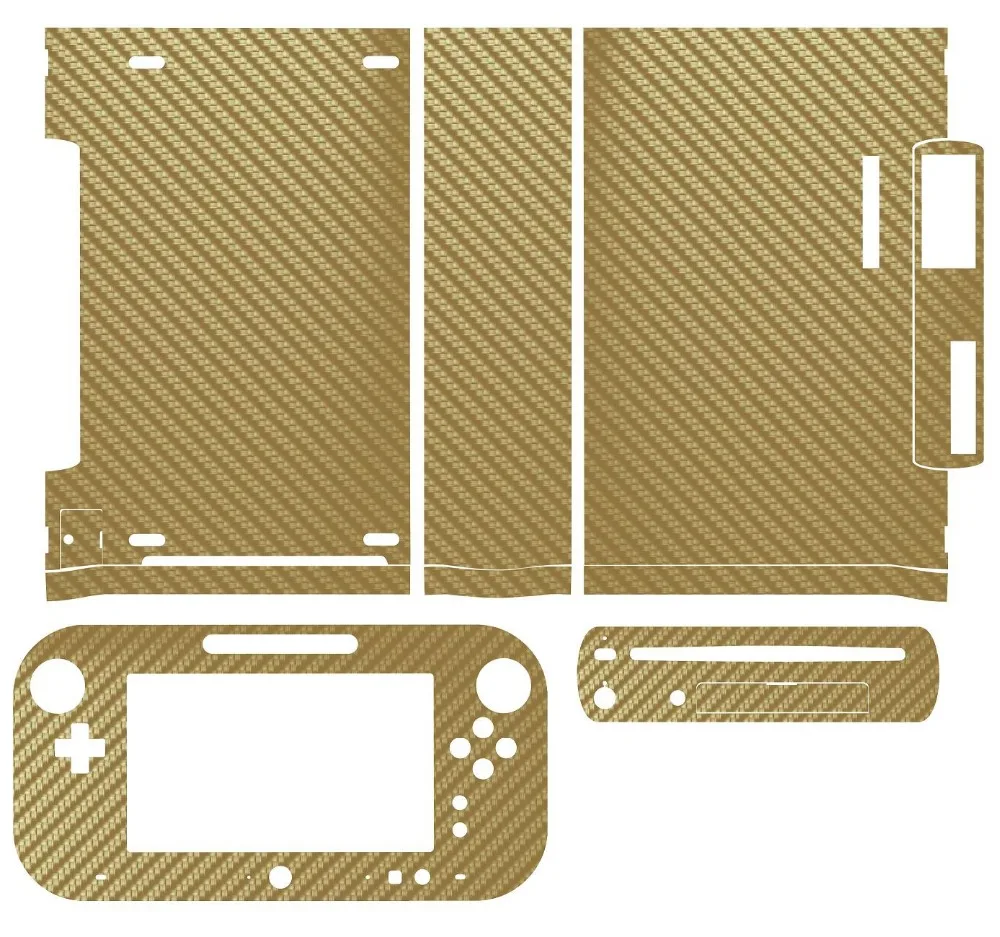

Golden Carbon Fiber Vinyl Skin Sticker Protector for Nintendo Wii U and controller skins Stickers