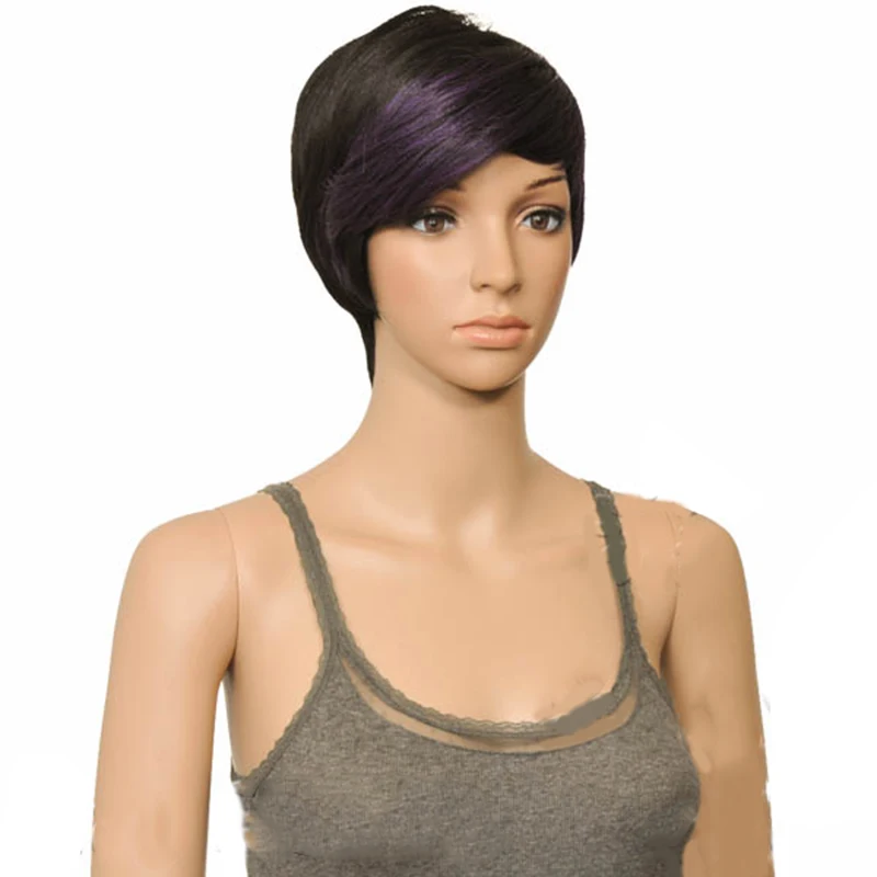 HAIRJOY женский короткий прямой синтетический парик для волос 2 тона коричневый зеленый фиолетовый синий блонд черный 9 цветов в наличии