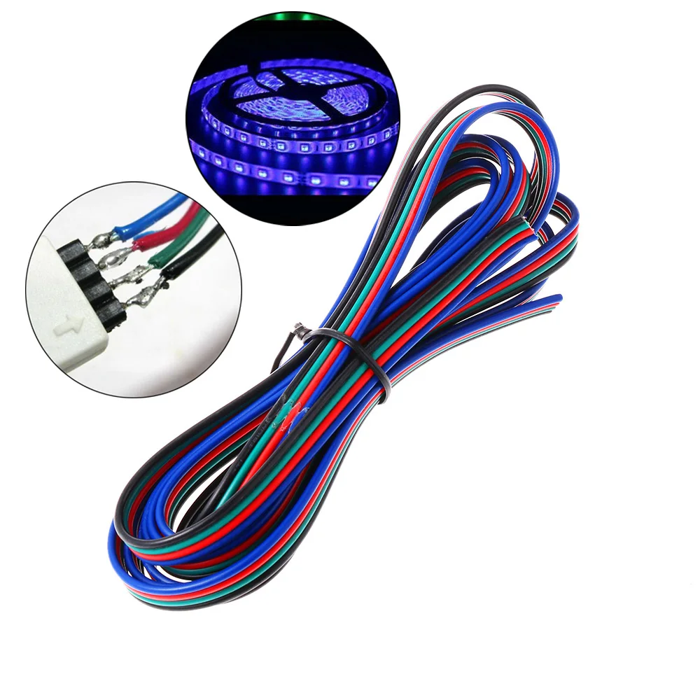

1PC 2/5M 4 Pin Extension Wire Cable Cord 22AWG 20AWG 18AWG for RGB LED Strip Copper Wire Led Strip Connector
