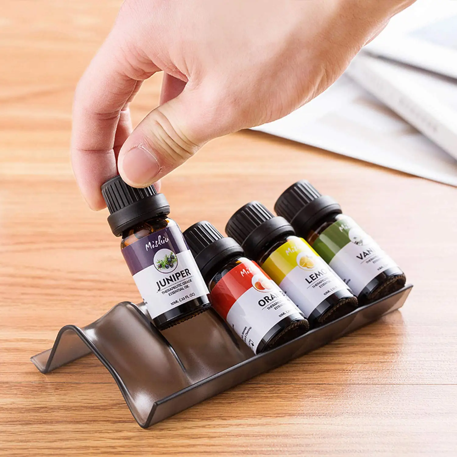 

Essential Oils Storage organize - 5pc Starter Set - Holds 25 Oil Bottles (5mL-20mL) Expandable Essential Oil Displaying Oils