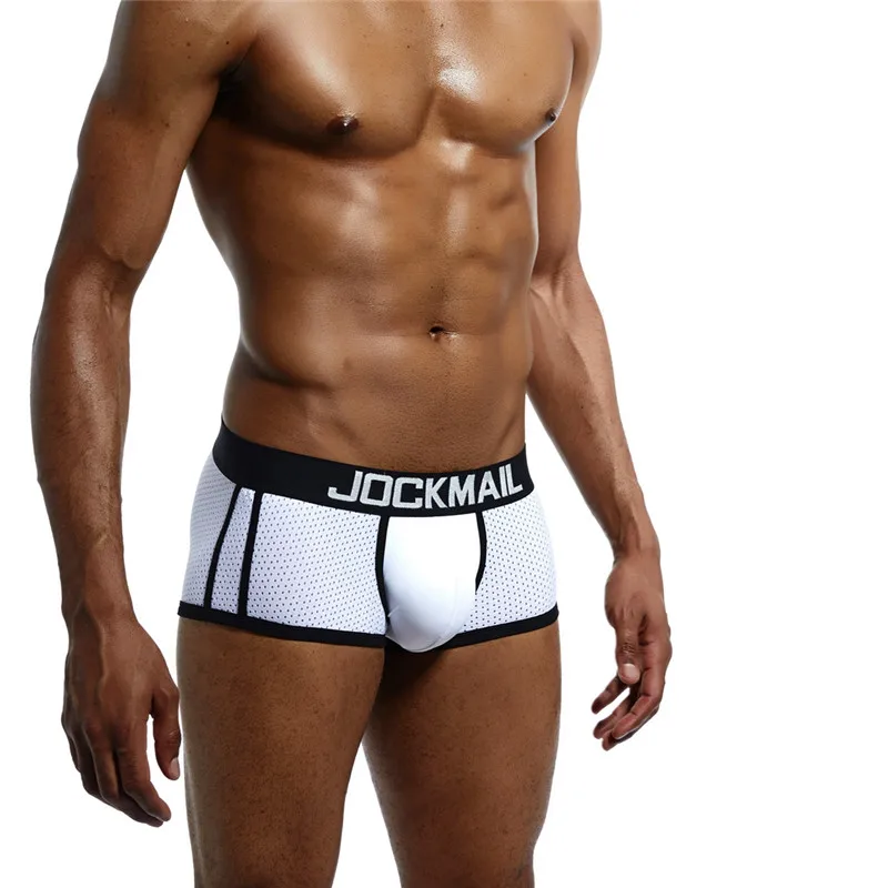 JOCKMAIL, фирменное мужское Сетчатое нижнее белье, боксеры, calzoncillos hombre, гей, одежда для сна, Cueca, боксеры, дышащие, промежность, мужские трусы, шорты