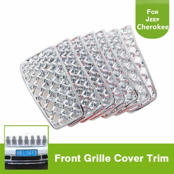 

7pcs Chrome Silver Front Grille Trim Inserts Cover Mesh Guard for Jeep Cherokee 2014 2015 2016