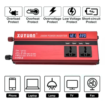 

2000W DC 12V/24V to AC 220V Car Power Inverter Charger Converter Adapter 4 USB Port Drop Shipping