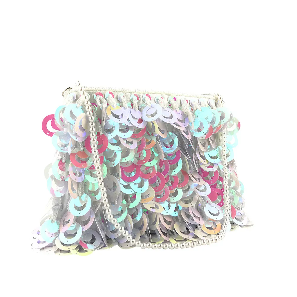 

MOLAVE Handbags Diamonds Women bags Hand-embroidered handbag Sequins Handmade Beaded Sequin Bag Pearl Chain Clutch packages 9503