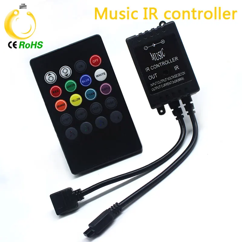 

1 pcs New High Quality 20 Key Music IR Controller Black Sound Sensor Remote for 2835 5050 RGB LED Strip Light Black