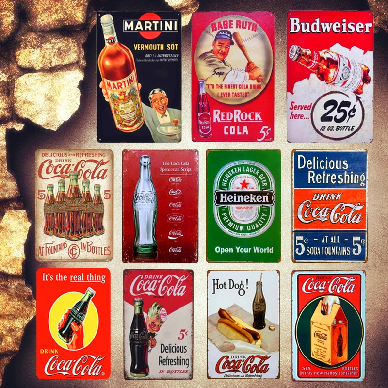 Cold Cola Coke placa Retro Metal estaño carteles Pub Bar café Club bebidas tienda Casino decoración pared pegatinas decoración Vintage MN100