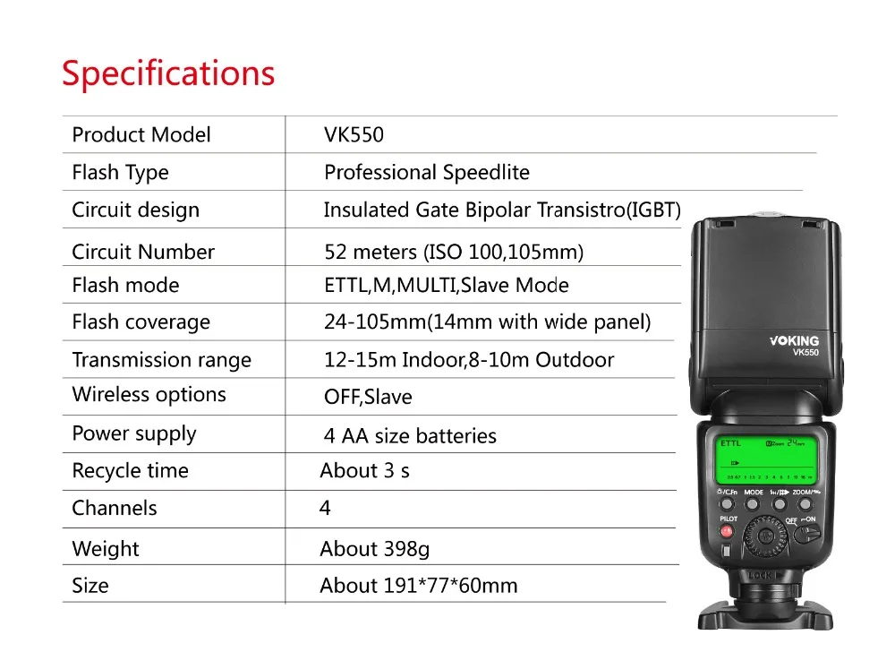 Voking E-TTL синхроконтакта разъем для внешней вспышки типа VK550 для Canon 5diii II 7D 5D2 5D3 6D 70D 60D 600D 650D 550D 100D цифровых зеркальных камер