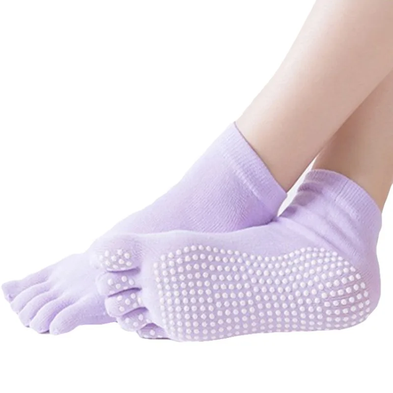Женские носки для йоги; носки с пальцами; спортивные нескользящие носки для пилатеса, фитнеса, бега; модные носки-Тапочки