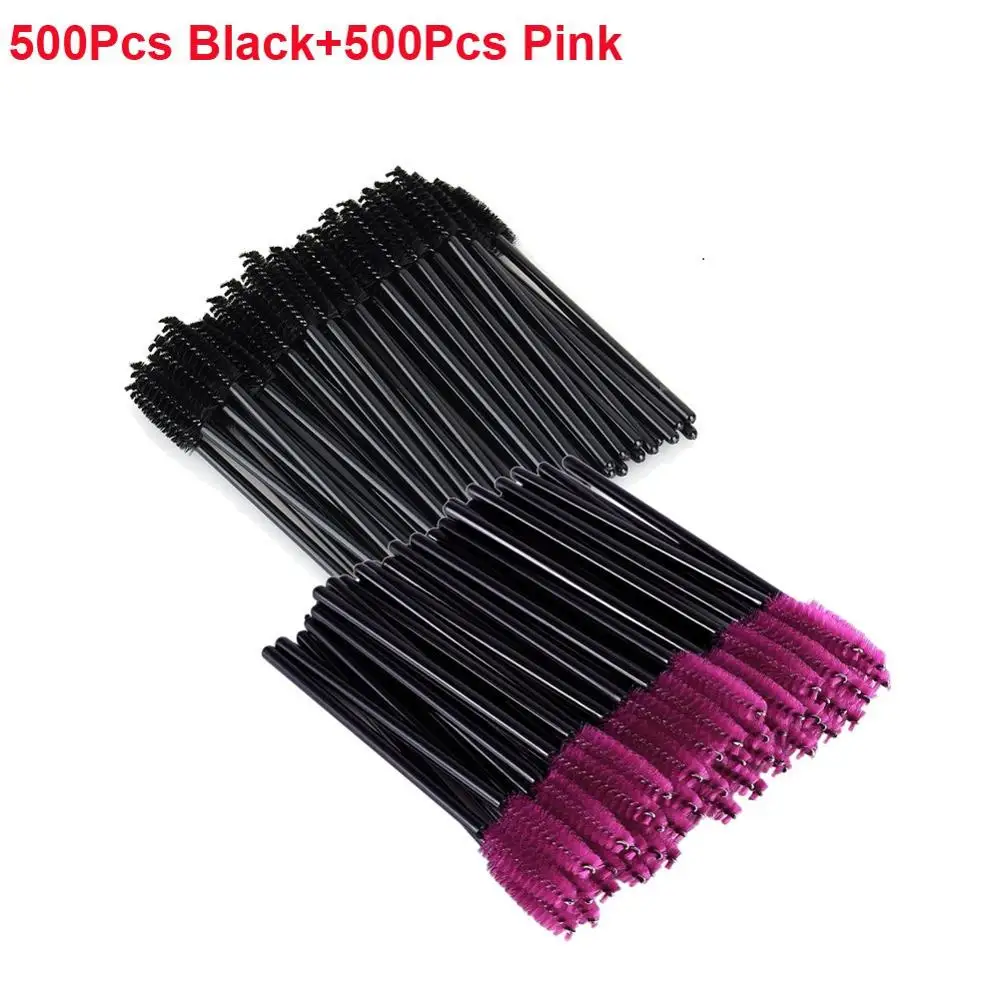 1000Pcs BlackPink 50/500/1000 шт щетка для ресниц Макияж щеточки Одноразовые Тушь для ресниц палочки для мотальные ресницы Косметическая Кисть для макияжа - Handle Color: 1000Pcs BlackPink