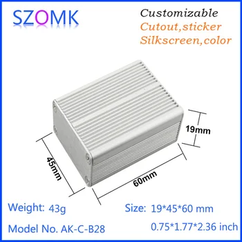 

1 piece, 19*45*60mm power supply small aluminum enclosure for electronics szomk pcb aluminum extrusion distribution project case