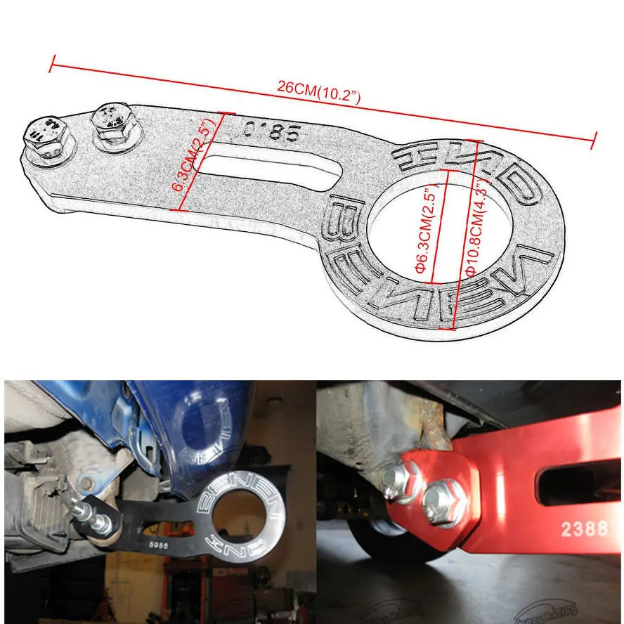 Барбекю@ FUKA 1X Универсальный красный/черный анодированный задний буксировочный крюк Заготовка алюминиевый буксировочный комплект подходит для Ford Honda Mazda Acura ect JDM Racing