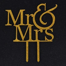 Персональный золотой цвет Mr& Mrs акриловый для свадебного торта Топпер персональный аксессуар