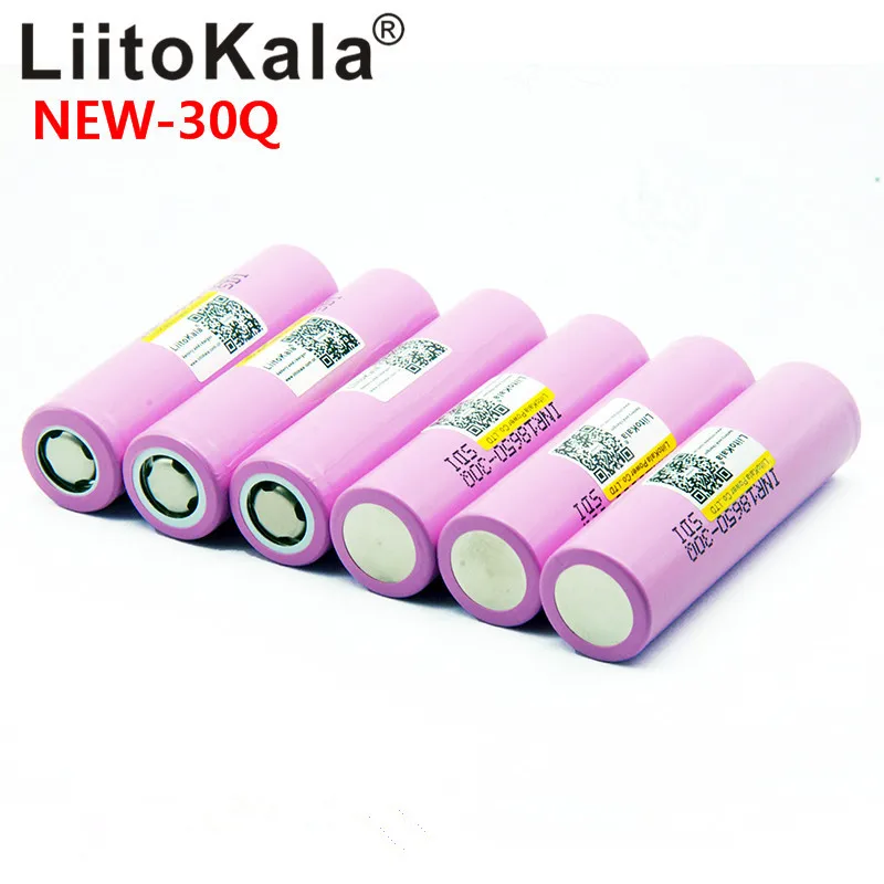 Litokala 18650 3000 мАч батарея INR18650 30Q 20A разрядка перезаряжаемая литий-ионная - Цвет: 6PCS